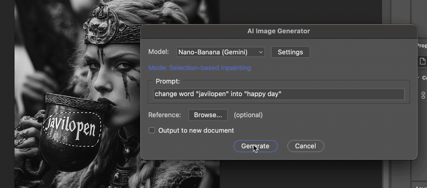 Nano Banana for Photoshop screenshot