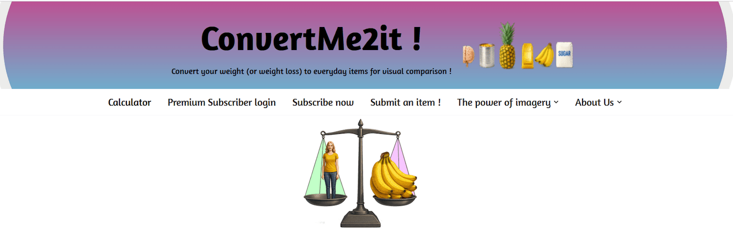 ConvertMe2it Funky Weight comparison tool screenshot