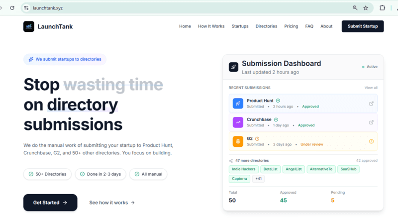 Launchtank - Startup Directory Submission Service screenshot
