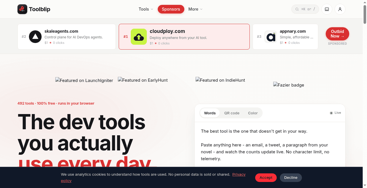 Toolblip screenshot