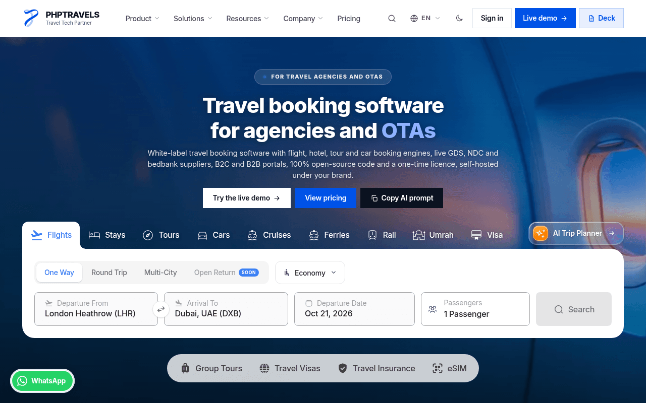 PHPTRAVELS screenshot